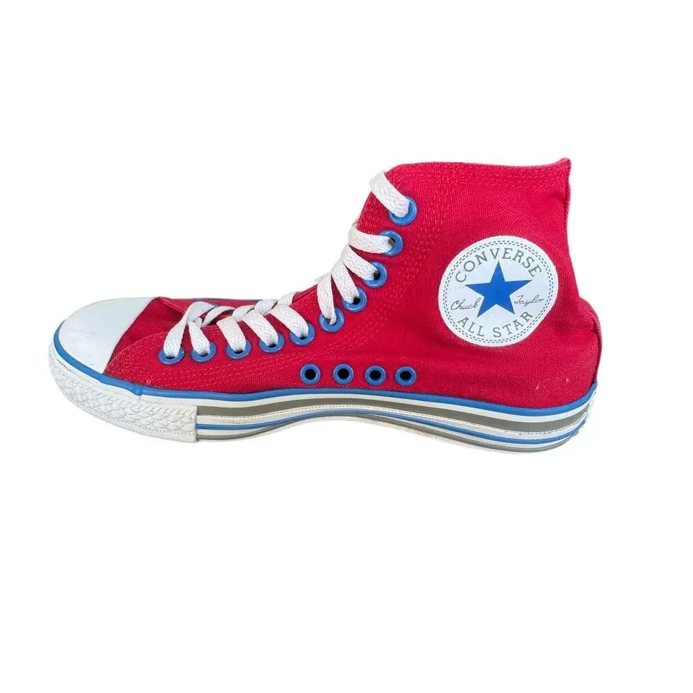 Converse Chuck Taylor All Star size KIDS 5.5/38; RED Canvas, white & Bluev